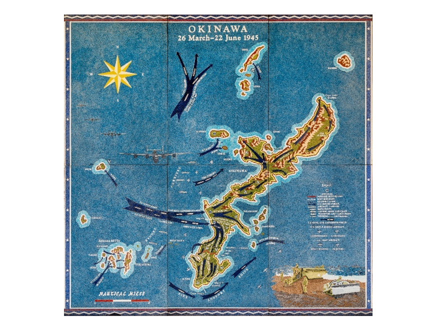 Battle map of the fighting at Okinawa during World War II