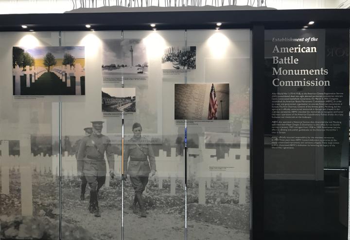 This ABMC panel within the exhibit includes photos and text. 