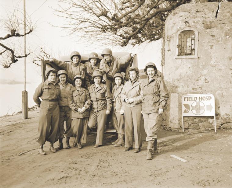 The first Army nurses to cross the Rhine with the 51st Field Hospital during World War II.