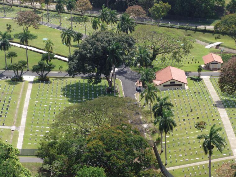 Aerial view of the Corozal American Cemetery.