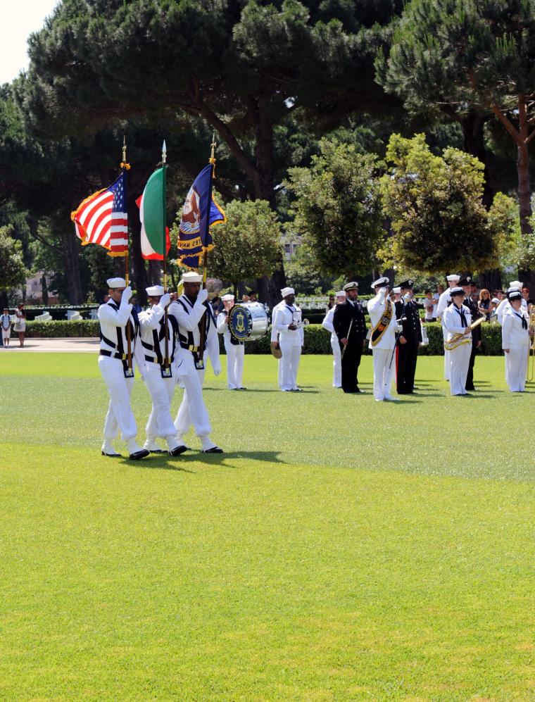 The Color Guard marches during the ceremony. 