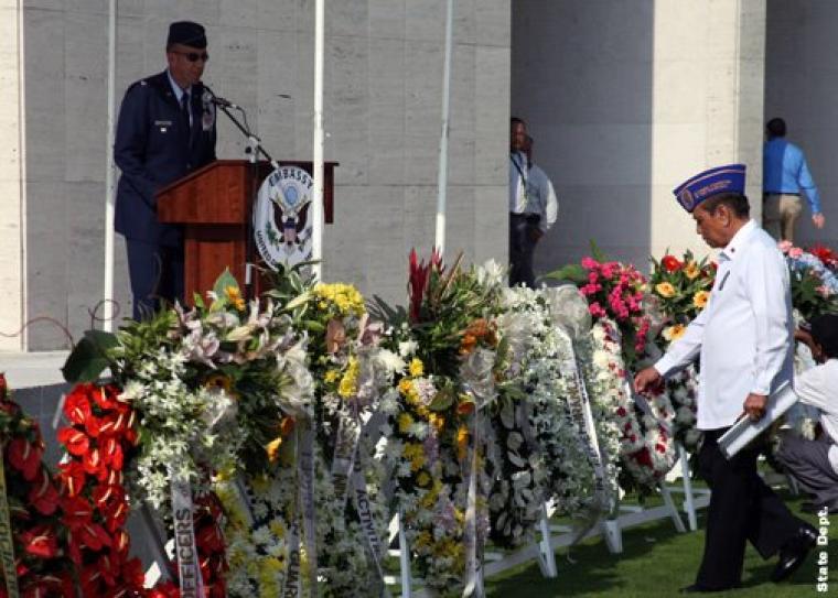 Wreaths at the 2012 Memorial Day ceremony at Manila American Cemetery. 