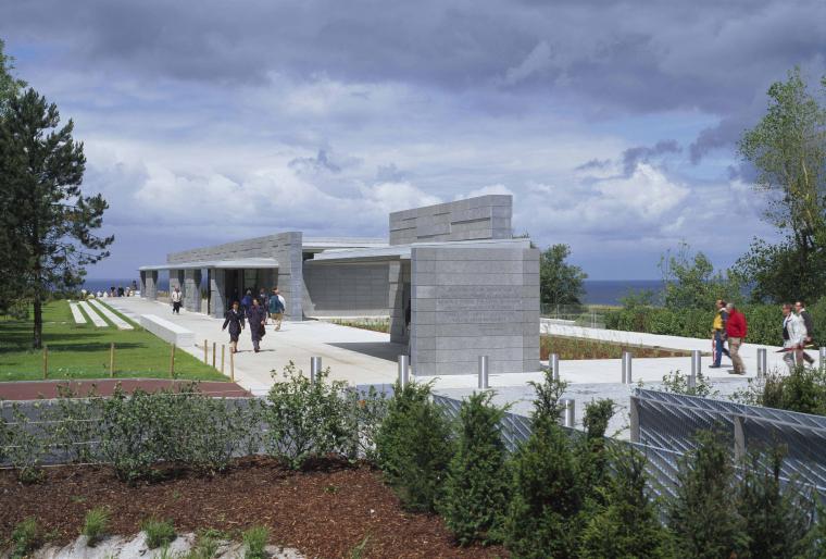 A view of the outside of the Normandy Visitor Center.