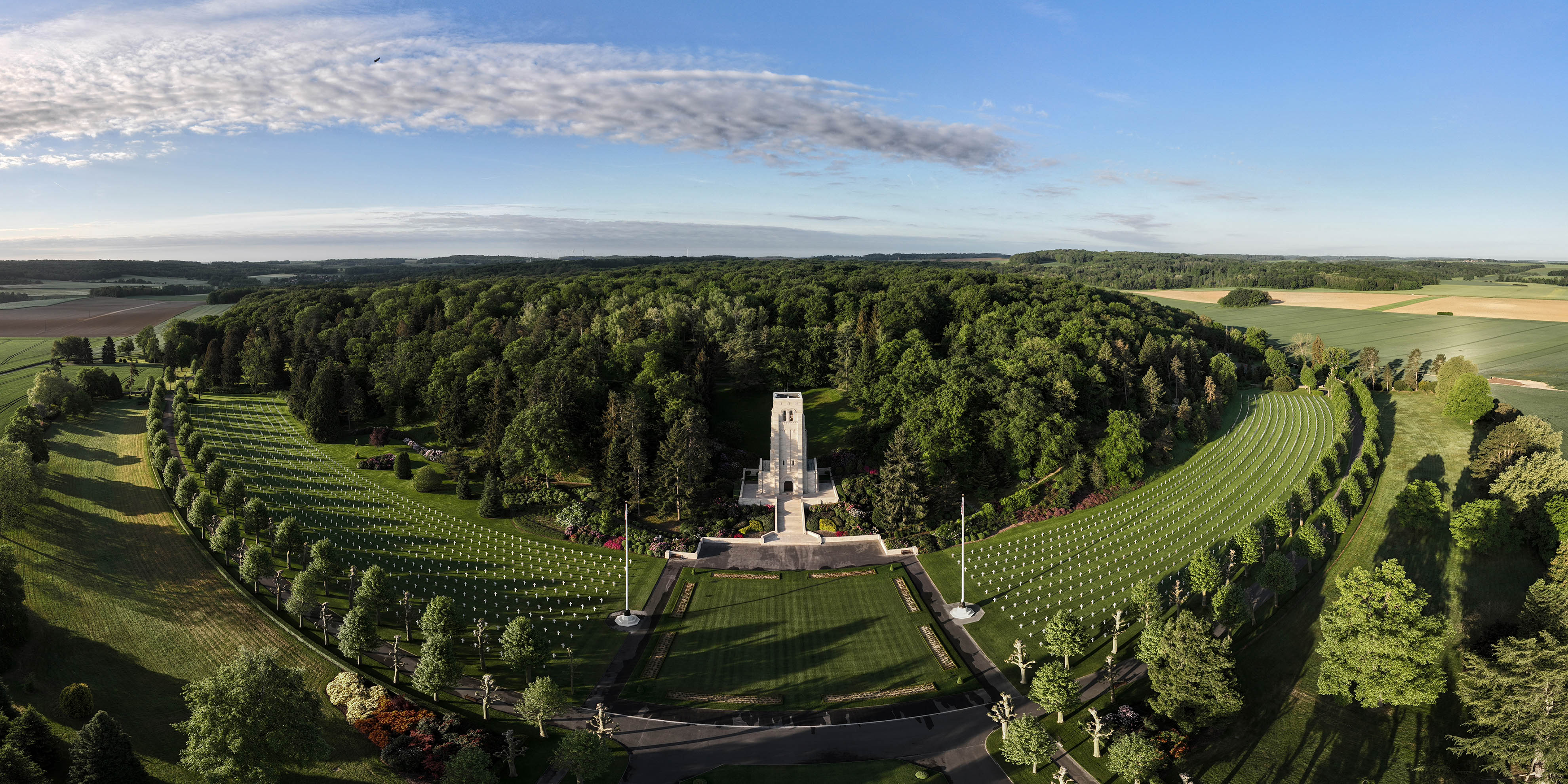 Panoramic view of Aisne-Marne American Cemetery from virtual tour