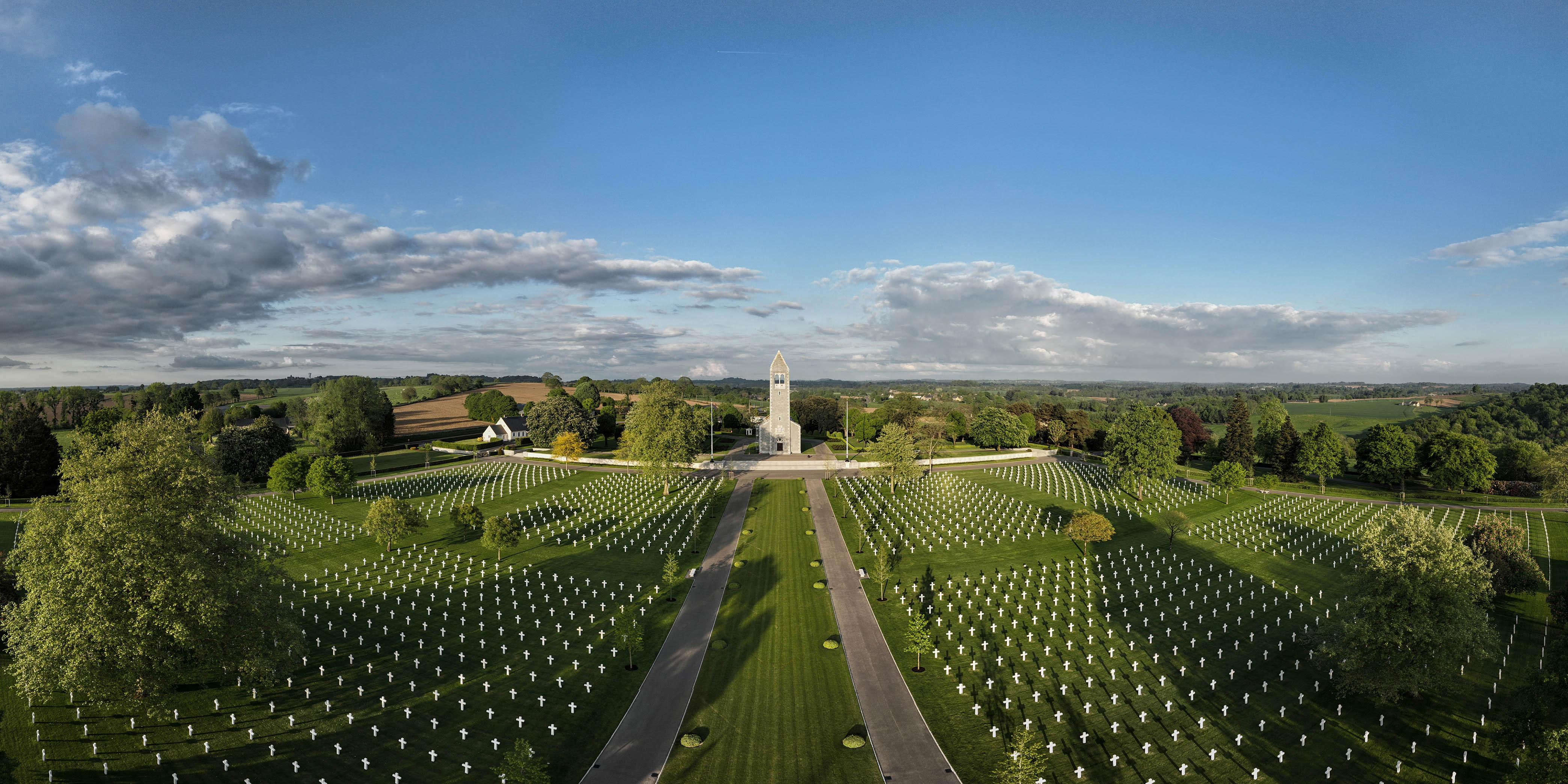 Panoramic view of Brittany American Cemetery from virtual tour