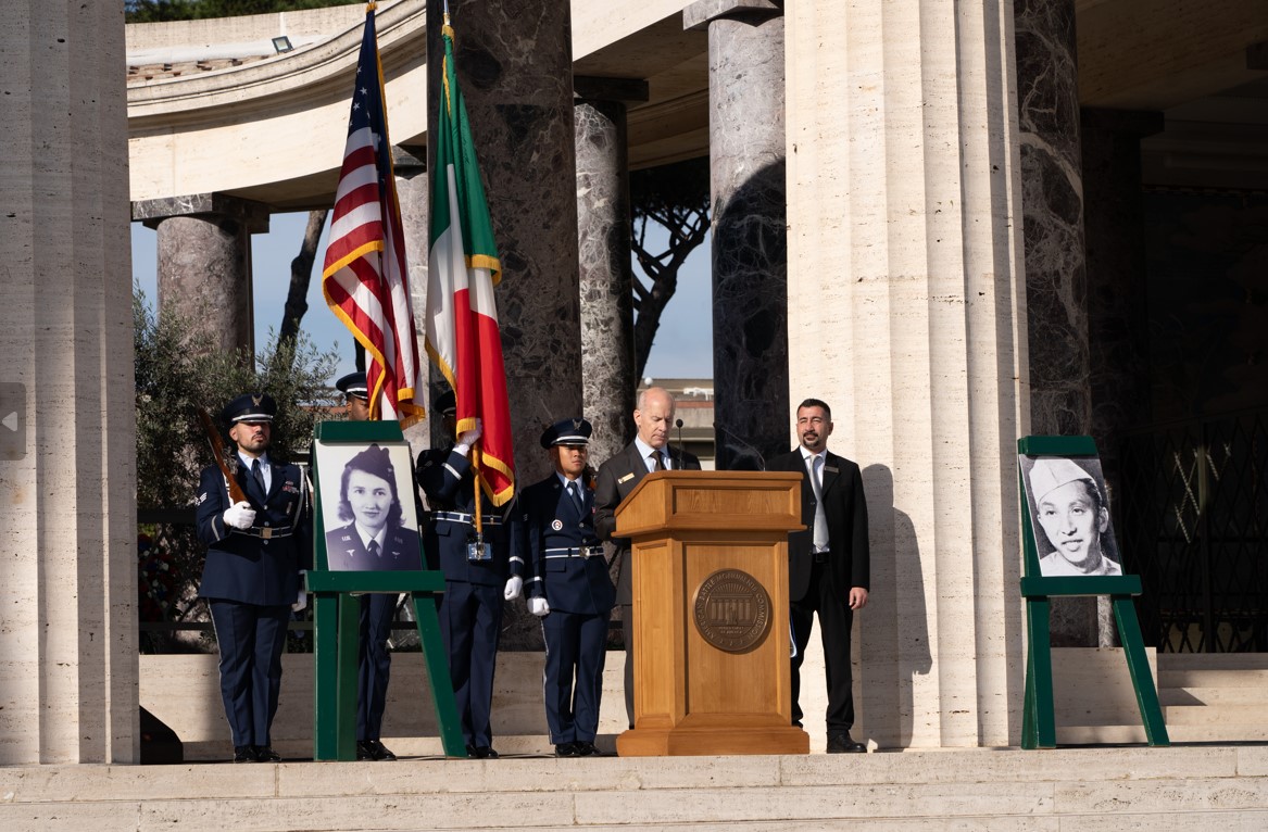Edmund Ryan providing some remarks at Sicily-Rome American Cemetery event.
