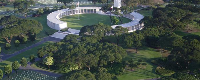 Aerial View of Manila American Cemetery in the Philippines