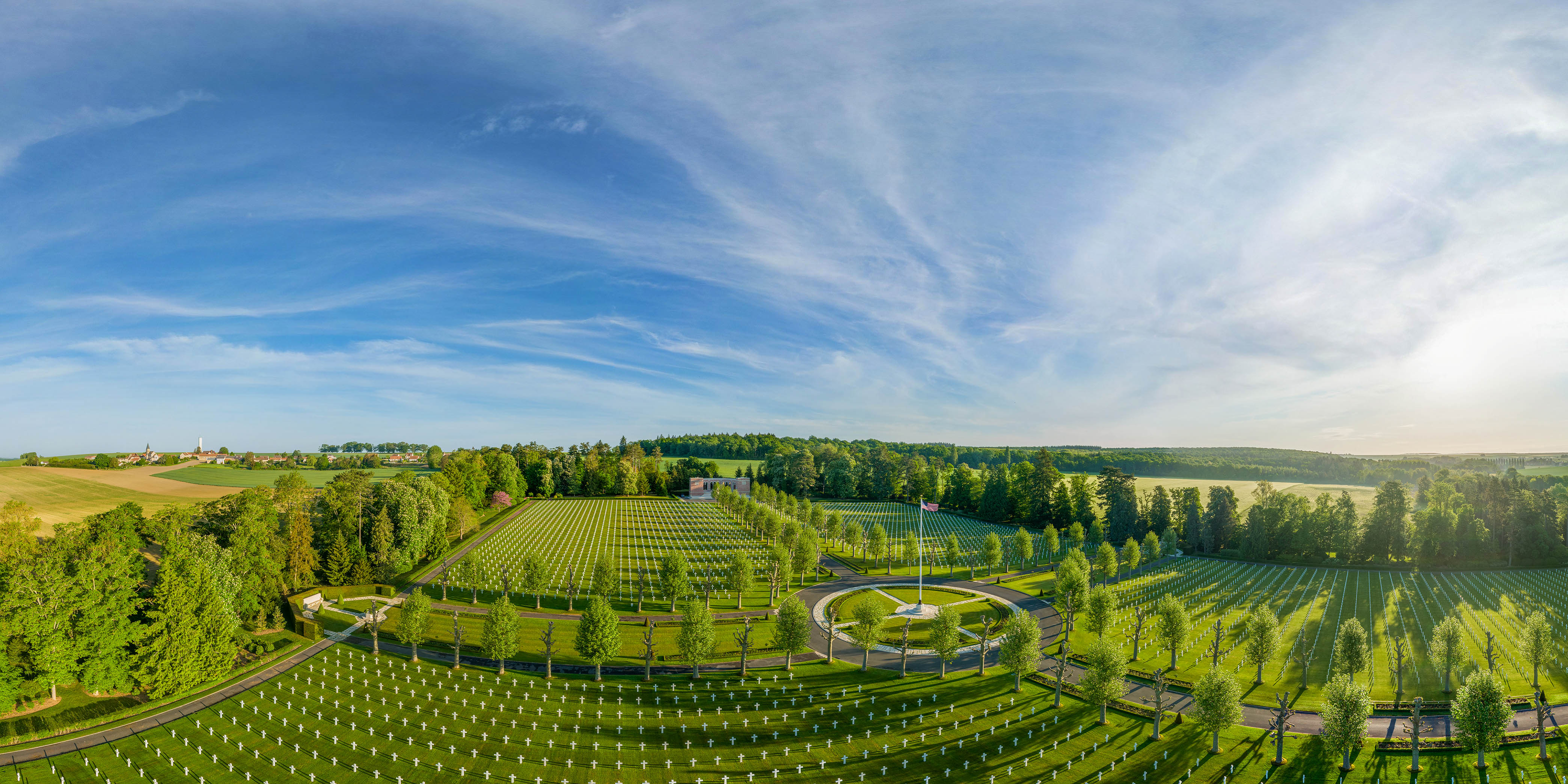 Panoramic view of Oise-Aisne American Cemetery from virtual tour