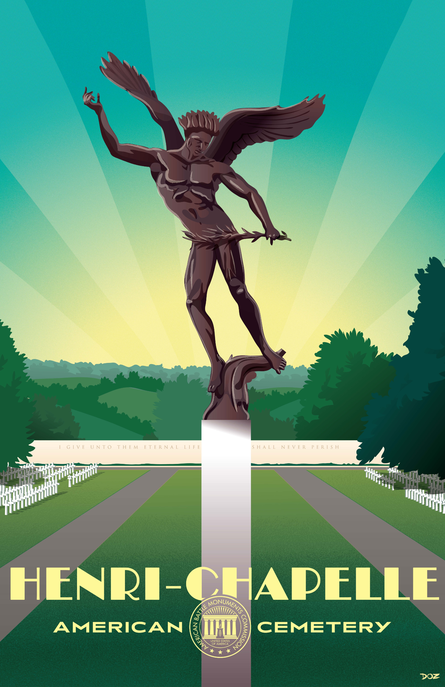 Vintage poster of Henri-Chapelle American Cemetery