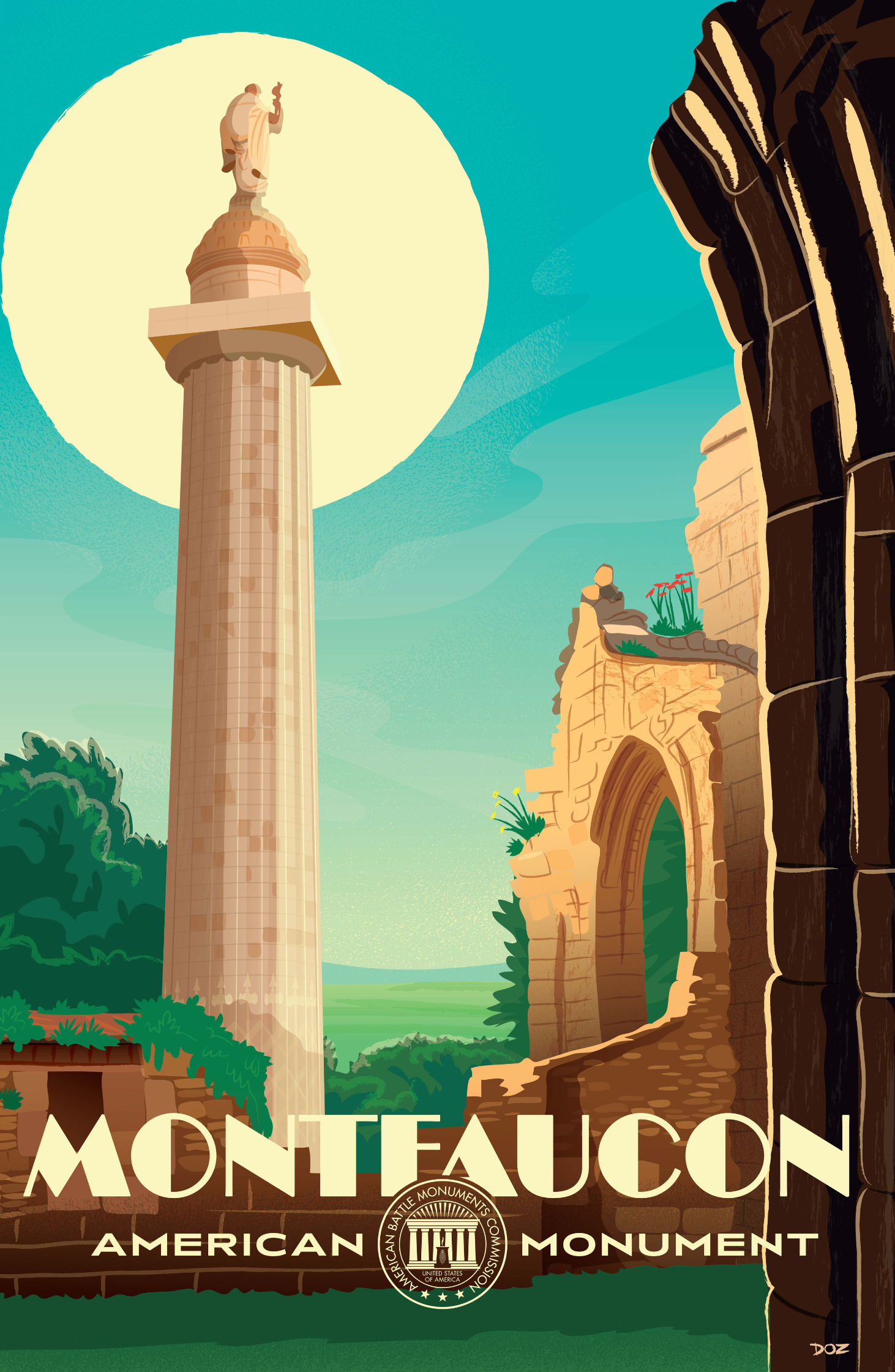 Vintage poster of Montfaucon American Monument