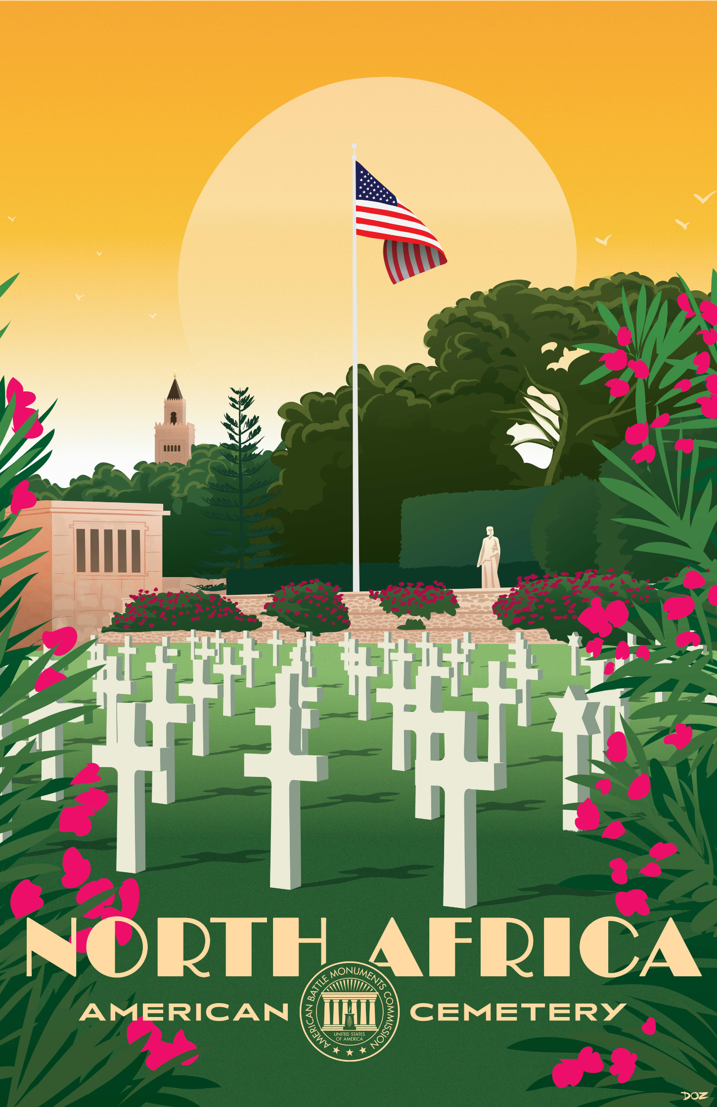Vintage poster of North Africa American Cemetery