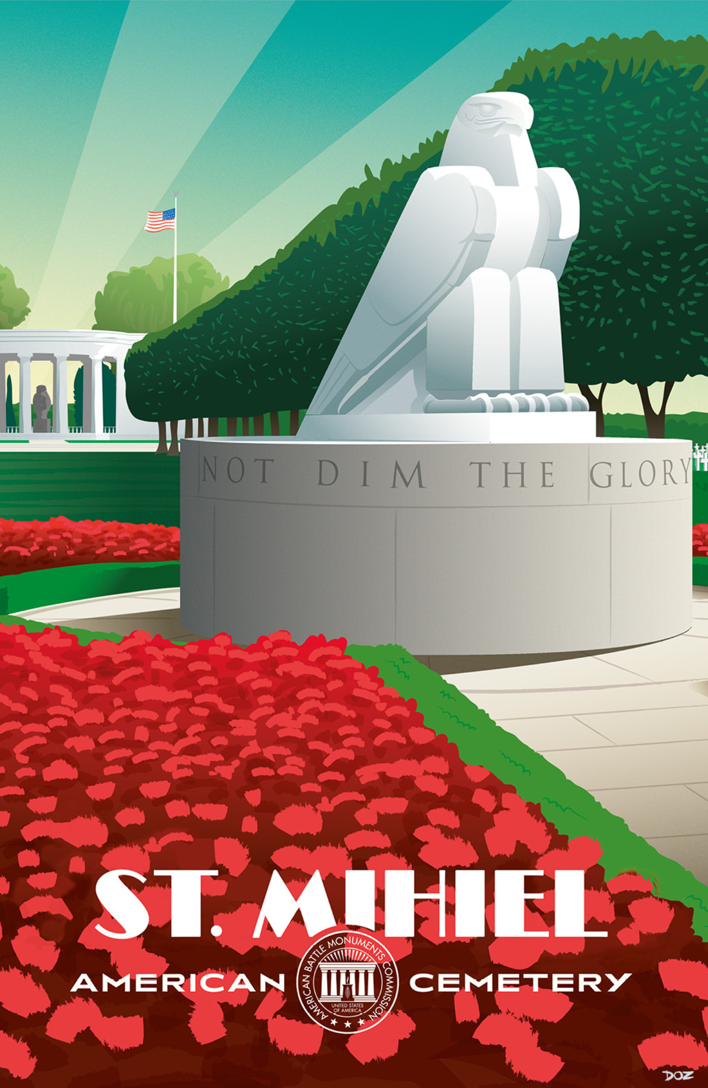 Vintage poster of St. Mihiel American Cemetery created to mark ABMC Centennial