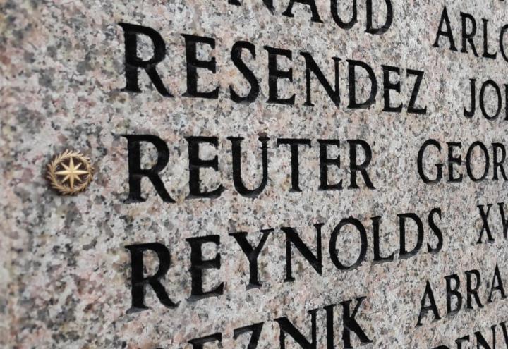 1st Lt. Reuter's name on the Wall of the Missing at Florence American Cemetery