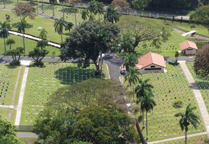 Aerial view of the Corozal American Cemetery.