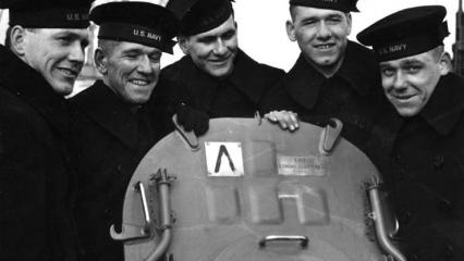 Historical image of the Sullivan brothers on board the USS Juneau.