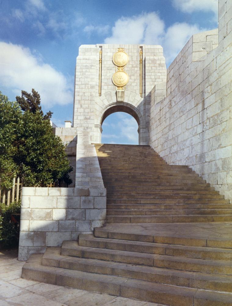 Granite archway at the Naval Monument at Gibraltar.