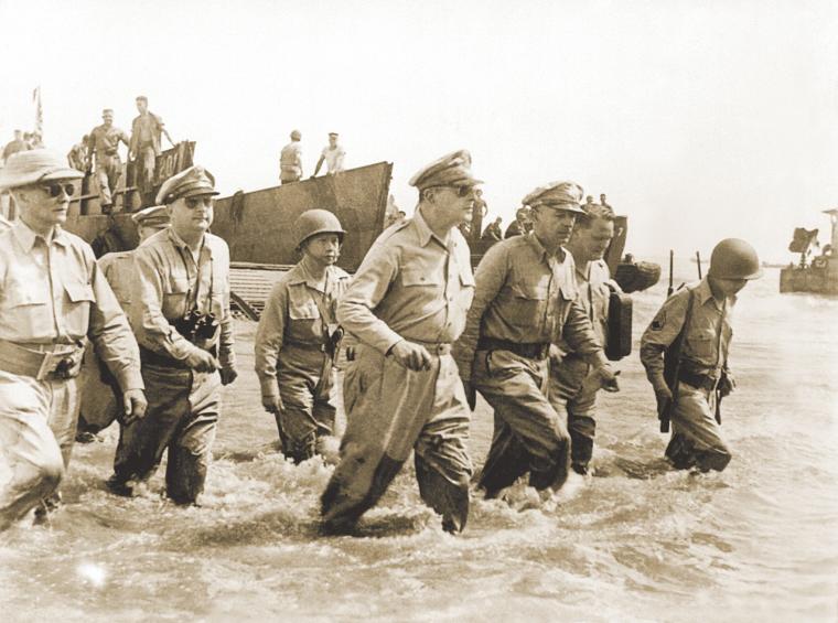 Gen. Douglas MacArthur returns to the Philippines in October 1944.