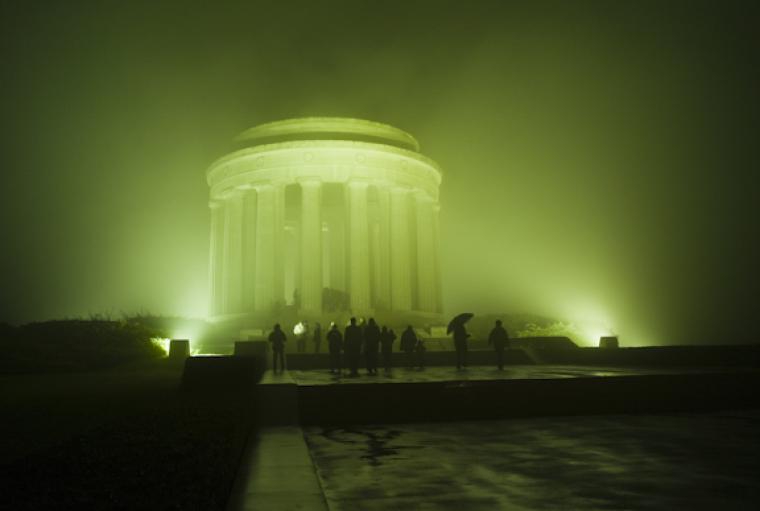 Visitors view the Montsec American Monument at first light.
