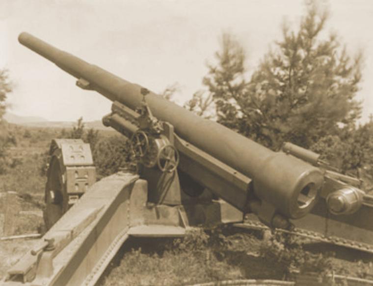 Recaptured German 155mm gun from World War II.