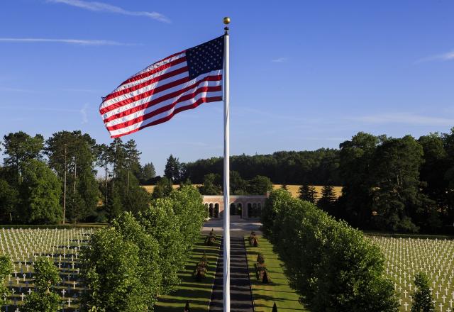 American Flag at Oise-Aisne American Cemetery, France