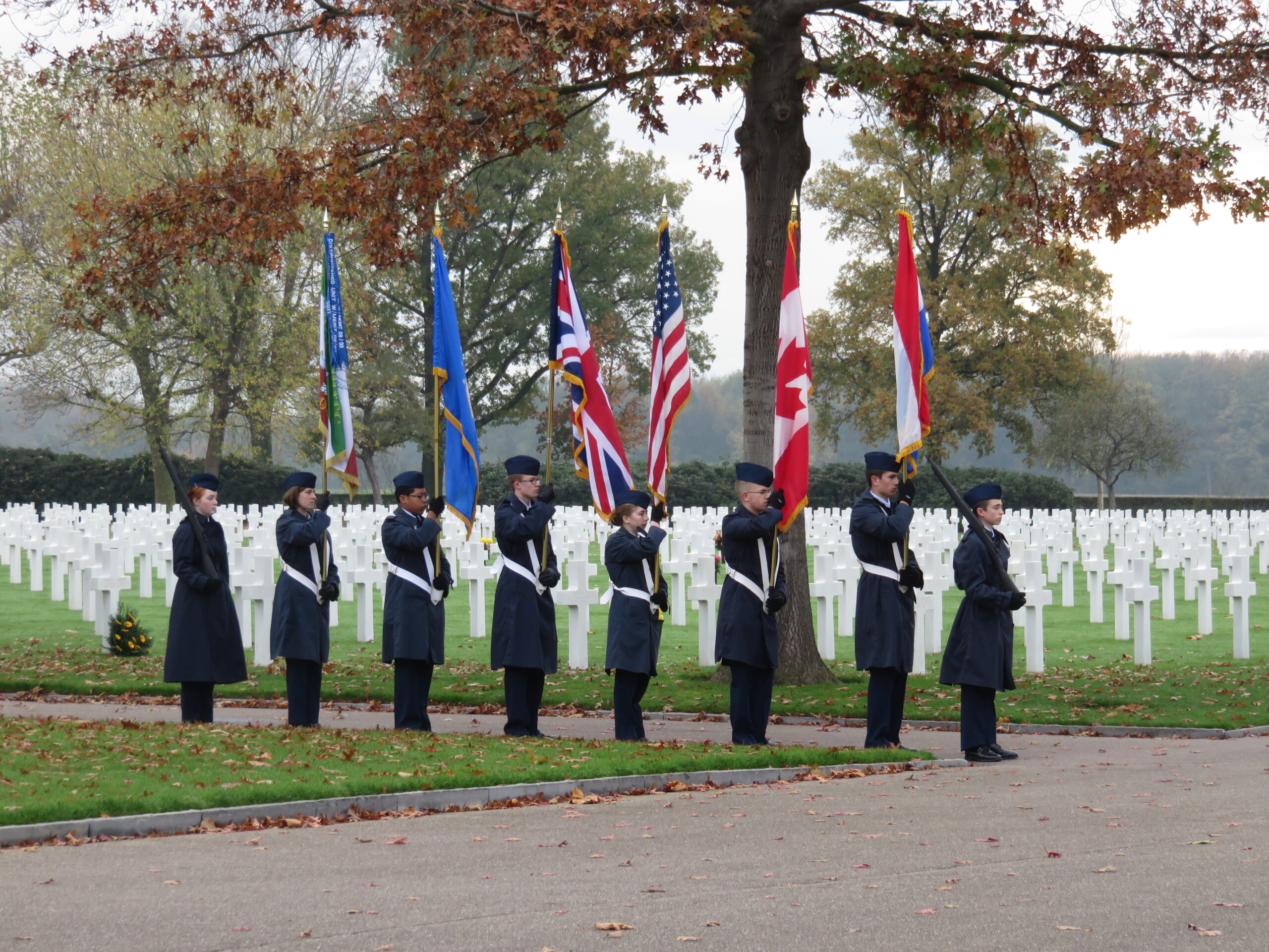 Air Force Junior ROTC students participated in the 2014 Veterans Day Ceremony at Netherlands American Cemetery.