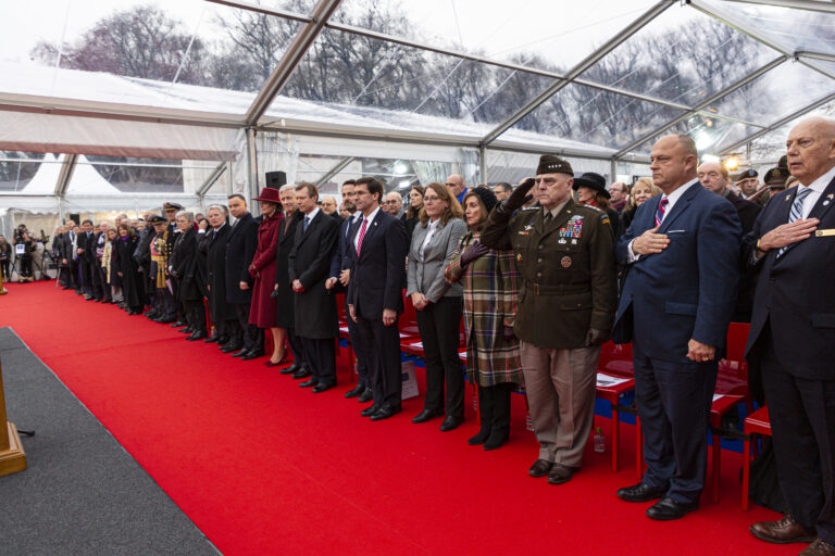 The U.S. and international official delegations at the Battle of the Bulge 75th Anniversary Ceremony at Luxembourg American Cemetery on December 16