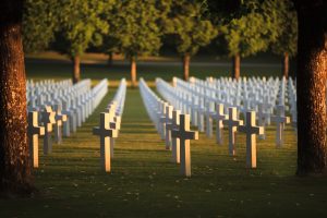 Rows of grave head stones at Meuse-Argonne American Cemetery