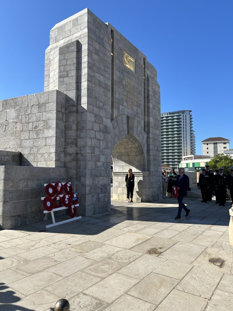 ABMC commissioner U.S. Navy Rear Admiral (Ret.) Michael E. Smith at Naval Monument at Gibraltar for Veterans Day. Credits: American Battle Monuments Commission
