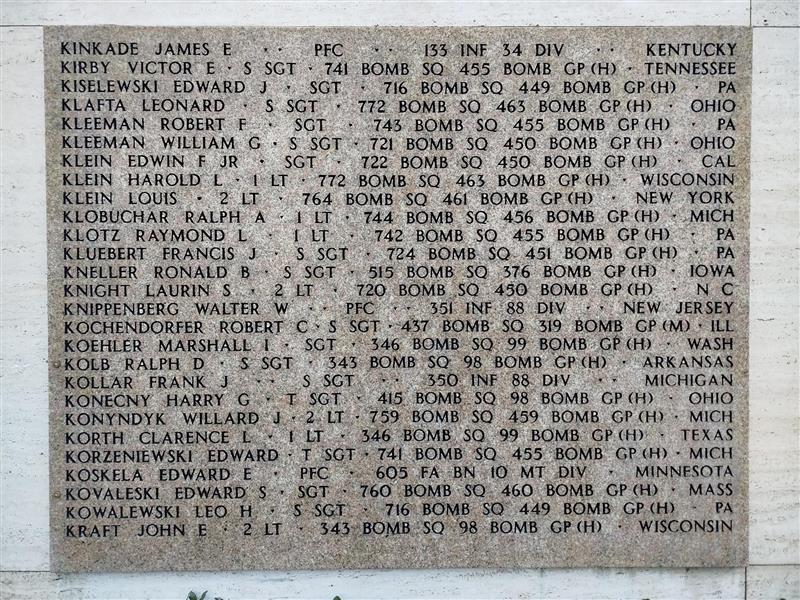 The panel on the Wall of the Missing with Edward Kovaleski's name third from the bottom The panel on the Wall of the Missing with Edward Kovaleski's name third from the bottom and a rosette to the right of his name.
