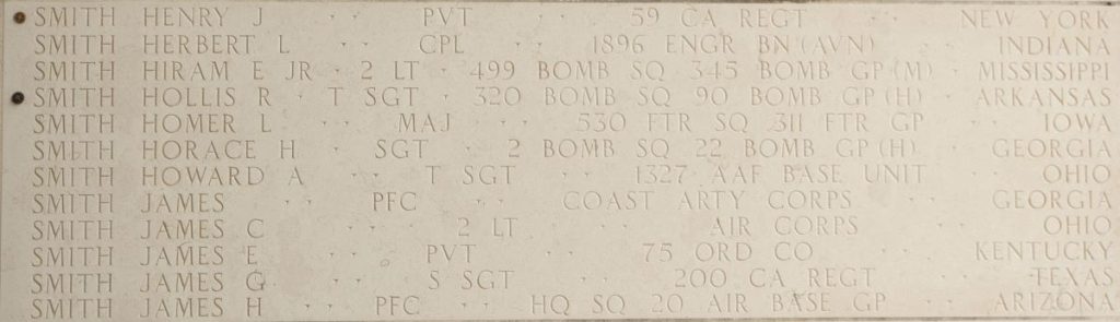 Pvt. Henry J. Smith memorialized on the Walls of the Missing at Manila American Cemetery.