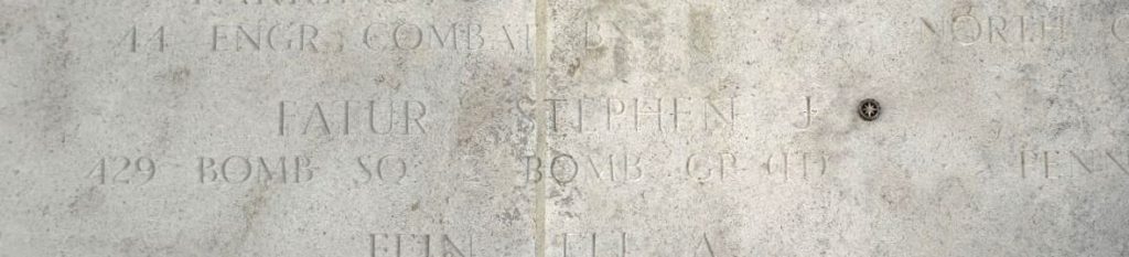 Staff Sgt. Stephen J. Fatur is memorialized on the Walls of the Missing at Henri-Chapelle American Cemetery.