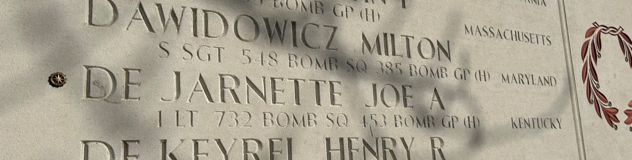 A bronze rosette next to the name of Joe A. De Jarnette on the Wall of the Missing signifies he has been identified.
