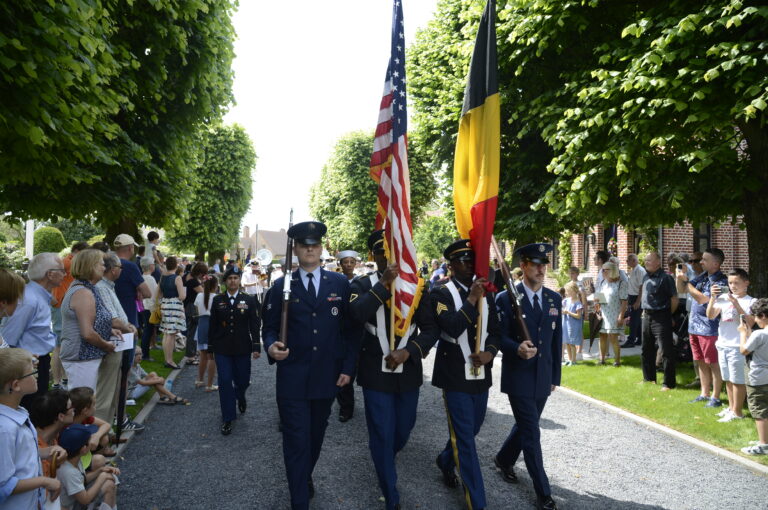 An American Honor Guard participated in the 2018 Memorial Day Ceremony at Flanders Field American Cemetery in Belgium. Image courtesy of U.S. Embassy Belgium.
