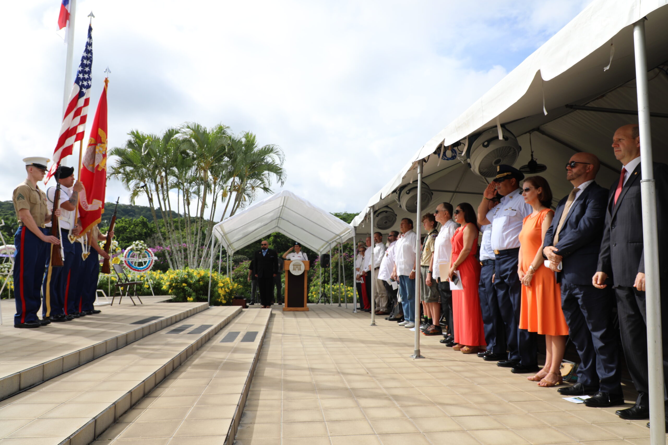 Attendees gathered at Corozal American Cemetery in Panama for the 2018 Memorial Day Ceremony. Image courtesy of U.S. Embassy Panama.