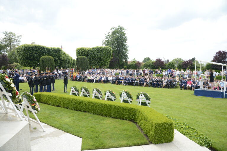 A large crowd gathered for the 2018 Memorial Day Ceremony at Flanders Field American Cemetery in Belgium. Image courtesy of U.S. Embassy Belgium.