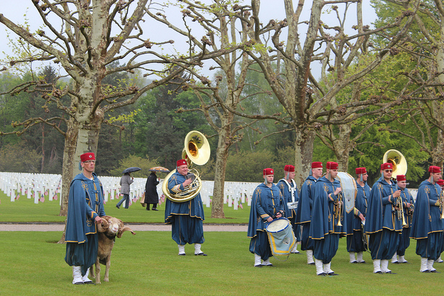 A French military band participates in the 2013 Memorial Day ceremony at Epinal American Cemetery in France.