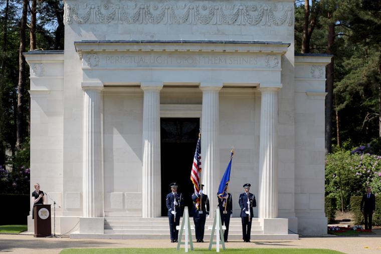 A U.S. Air Force Color Guard from RAF Croughton participated in the 2016 Memorial Day Ceremony at Brookwood American Cemetery. Image courtesy of Antony McCallum.