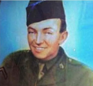 Pfc. Luther E. Bagley head and shoulder photo of Luther Bagley from WWII