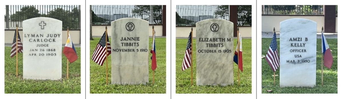 Pictures of headstones of civilians buried at Clark Veterans Cemetery in the early 20th century. Credit: American Battle Monuments Commission.