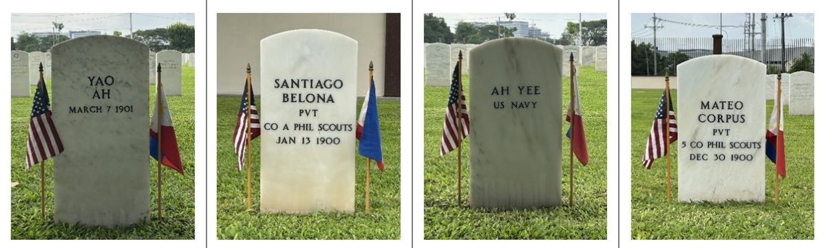 Pictures of headstones of foreign nationals buried at Clark Veterans Cemetery. Credit: American Battle Monuments Commission.