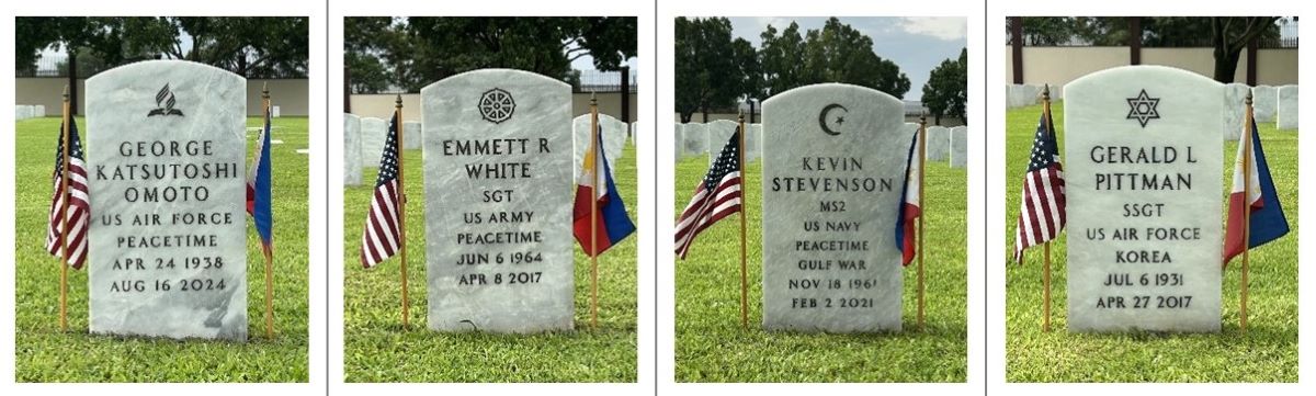 Pictures of headstones from Clark Veterans Cemetery showing various religions. Credit: American Battle Monuments Commission.