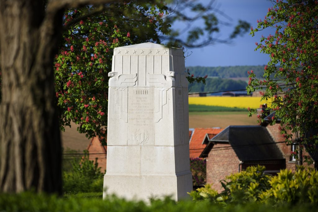 Picture of Cantigny Monument in the spring. Credit: American Battle Monuments Commission/ Robert Uth