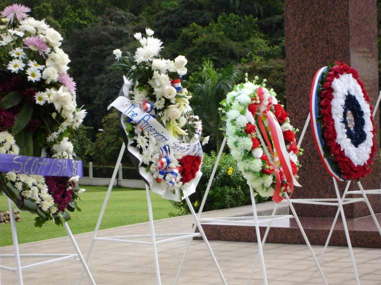 Wreaths were laid during the 2015 Veterans Day Ceremony at Corozal American Cemetery in Panama.