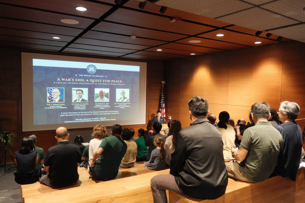 Participants gather in the theater at the Manila American Cemetery for an evening lecture and panel discussion Sept. 13.