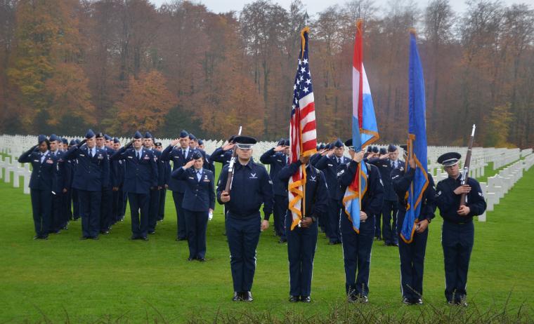 The 52nd Fighter Wing Honor Platoon and Color Guard participated in the 2014 Veterans Day Ceremony at Luxembourg American Cemetery.