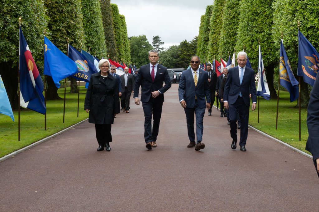 Picture of the official party arriving at Normandy American Cemetery for the 82nd anniversary of D-Day. Credit: American Battle Monuments Commission.