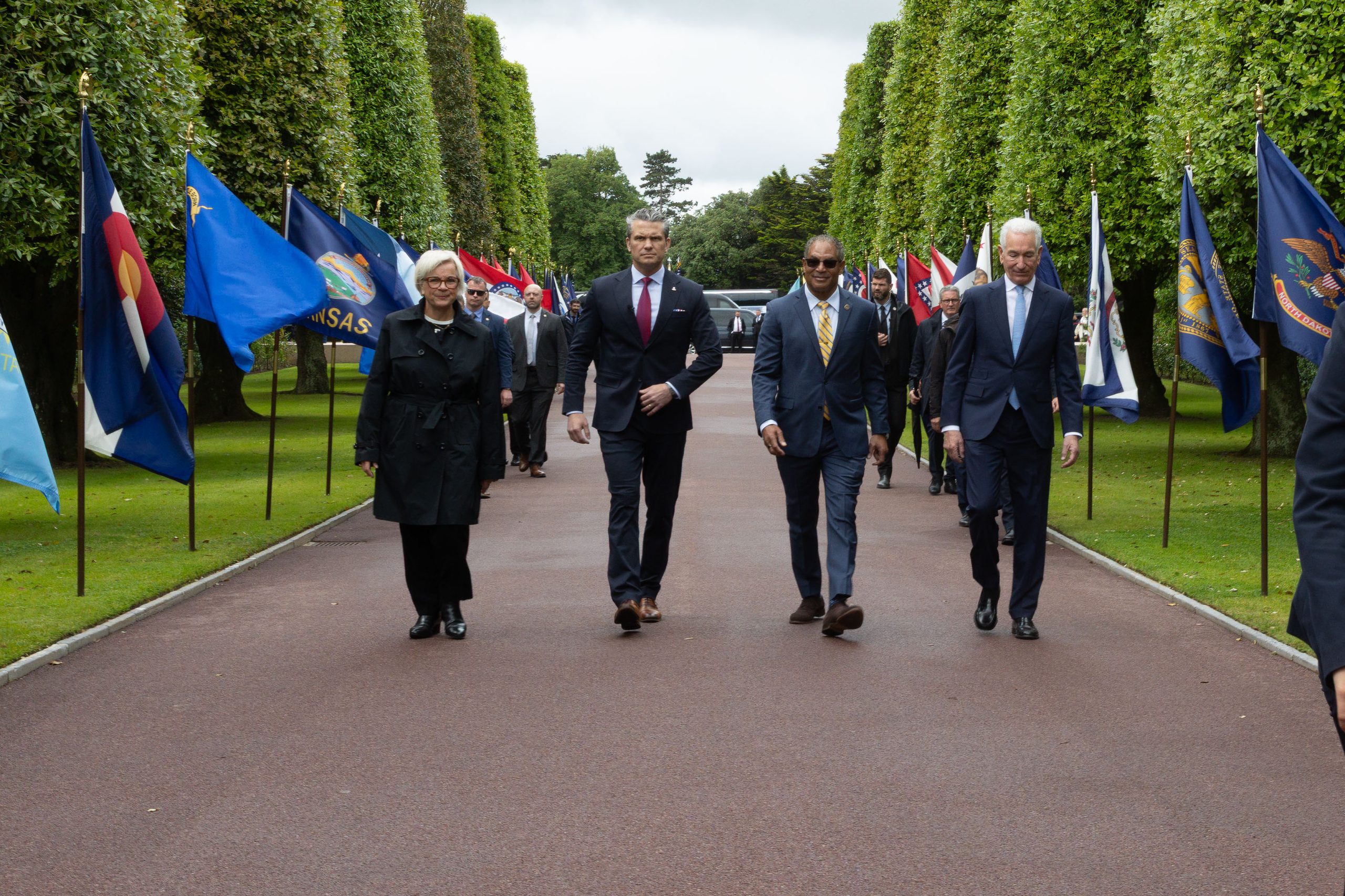Picture of the official party arriving at Normandy American Cemetery for the 82nd anniversary of D-Day. Credit: American Battle Monuments Commission.
