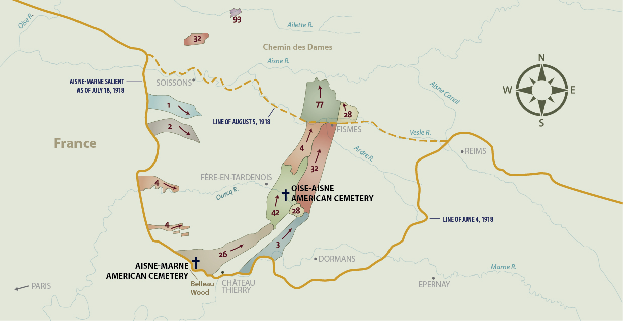 Aisne-Marne and Oise-Aisne Offensives Historical Map