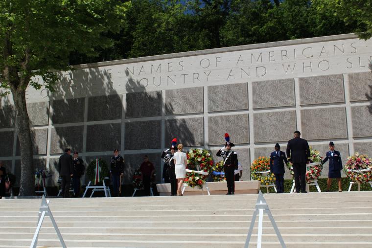 Floral wreaths were laid during the 2017 Memorial Day Ceremony at Florence American Cemetery.