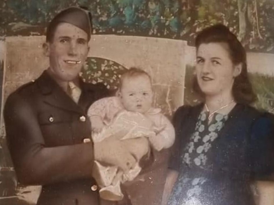 Family photo of Travis Prestridge in his father’s arms, Pfc. Robert T. Prestridge. Family photo of Travis Prestridge in his father’s arms, Pfc. Robert T. Prestridge.